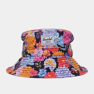 Herschel Baby Floral Bucket Hat w/ Straps OS Pink Black Beach Sun Hat